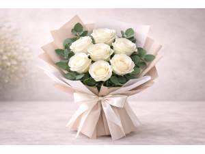 Buchet 7 Trandafiri albi